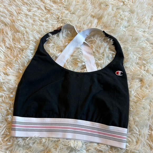 Champion black Criss cross striped 90s inspired sports bra size small - Picture 4 of 9
